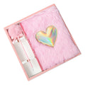 2020 New Design Luxury Pink Purple Warm Plush Notebook and Pen SetStock on Sale Promotion Stationery Gift Set for Girl