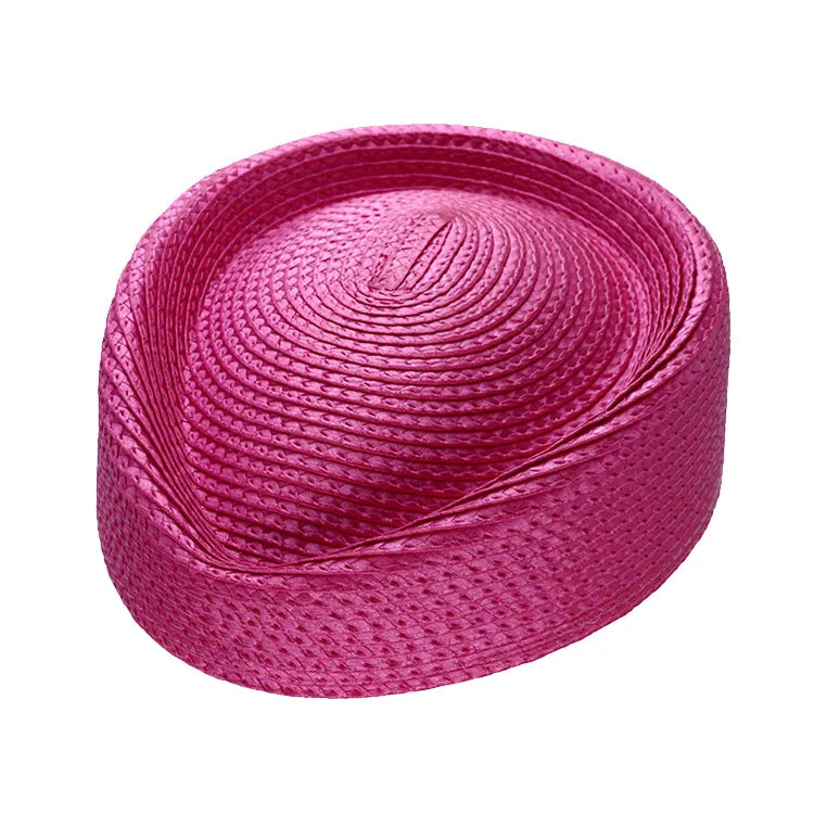 Women's Natural Grass Paper Boater Straw Hat DIY Pillbox Hat for Airhostess Stewardess Hostess for Travel
