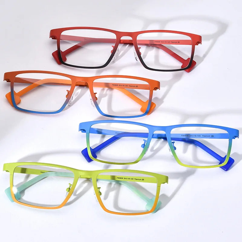 European Design Super Fashion Style Stepper Pure Titanium Eyeglasses Spectacle Optical Frame With Black Acetate Temple