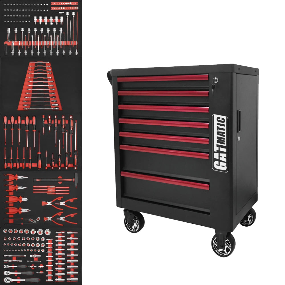 GATmatic Professional 7-Drawer Rolling Tool Workbench Cabinet Portable Steel Cold Rolled Tool Trolley for Repair OEM