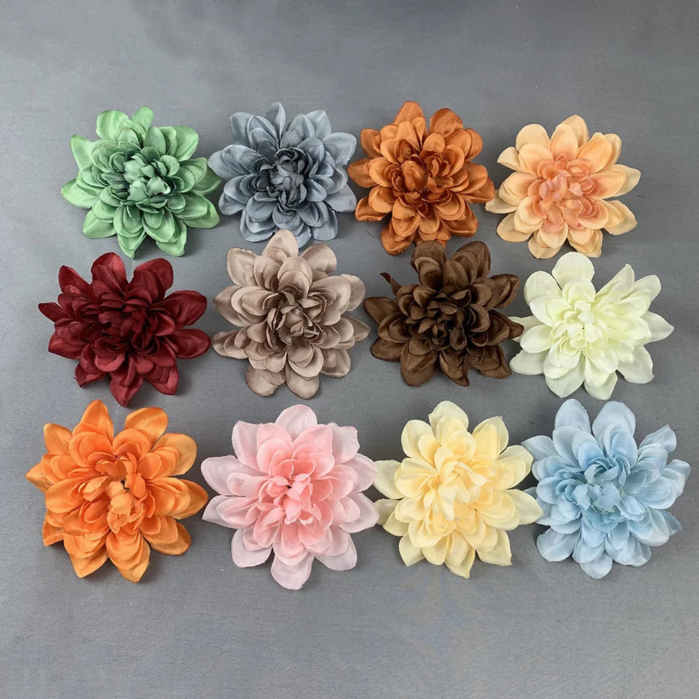 DREA Factory Wholesale High Quality Silk Dahlia Flowers 10cm DIY Decorative Silk Flower Heads