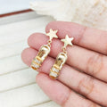 Waterproof Gold Plated Stainless Steel High-heeled Shoes Shape Pendant Earrings Crystal Diamond Slippers Studs Earring for Girls
