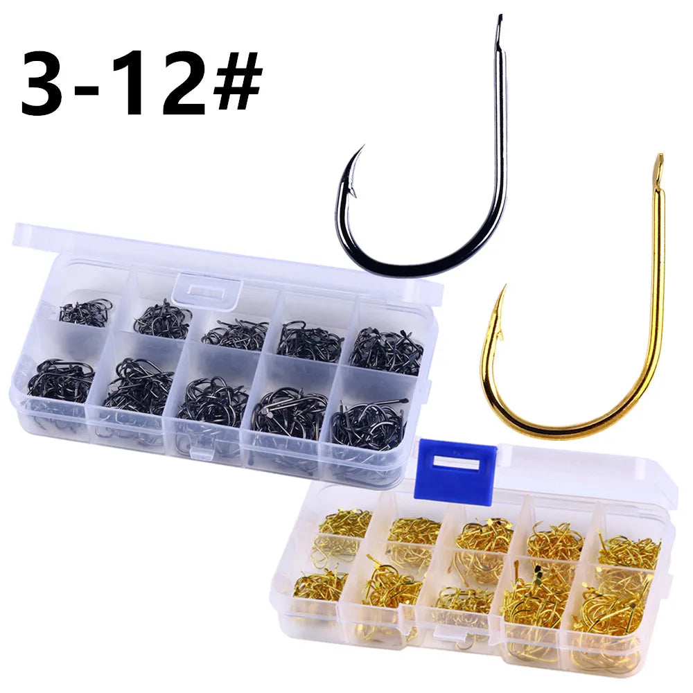 Wholesale Fishhook Single Fishing Hooks Boxed Size 3-12#