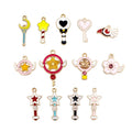 Enamel Charms Cherry Blossoms Flowers Charms for DIY Jewelry Making Finding Accessories Heart Pendant