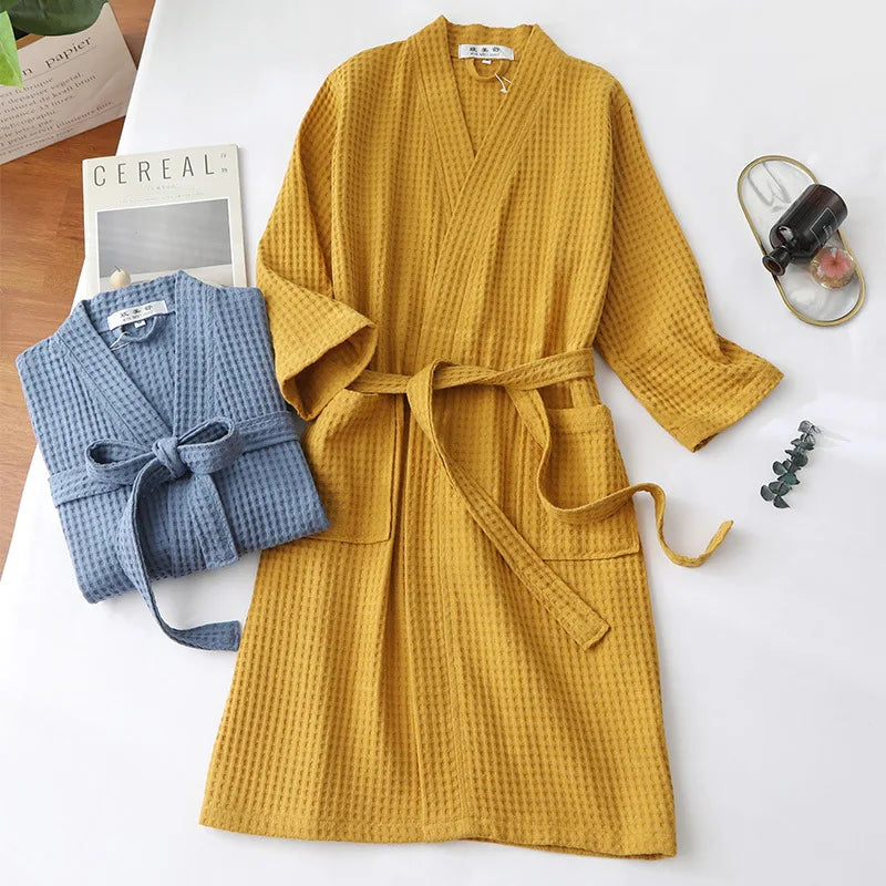 Wholesale Luxury Custom 5 Star Hotel 100% Cotton Bathrobe Waffle Weave Bathrobe Hotel Use