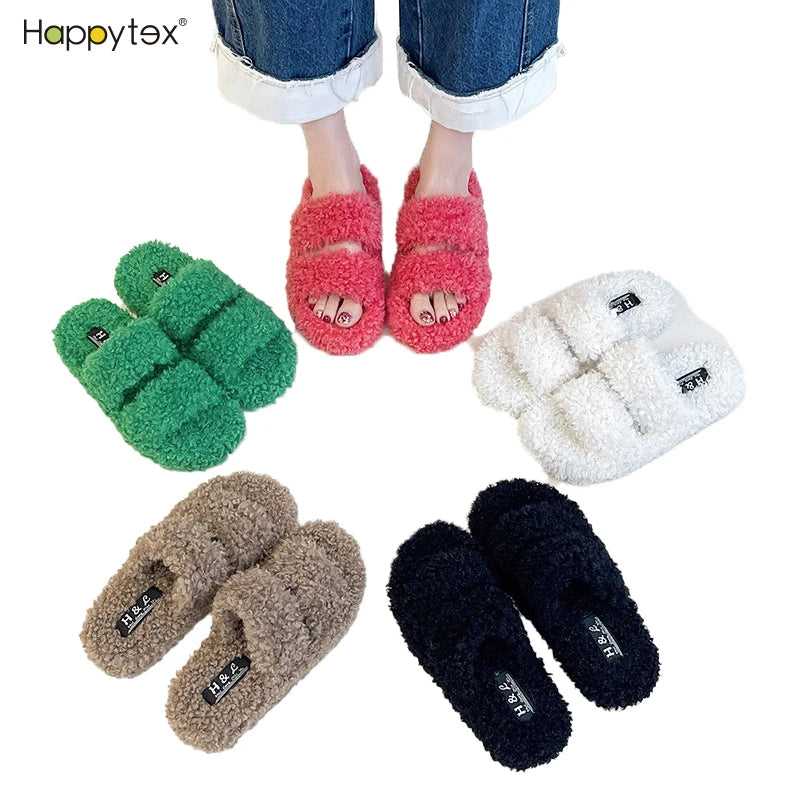 Hot Sale Fashion Fairy Style Fuzzy Fluffy Warm Polar Fleece Slippers for Women New Styles for Winter Autumn Home Hotel