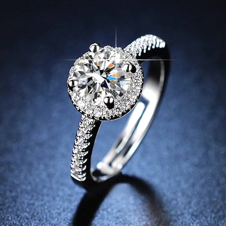 Fashion New Glamour Adjustable Zircon Rings Luxury Full Diamond Rings Moissanite Faux Wedding Rings for Women MegaBDM