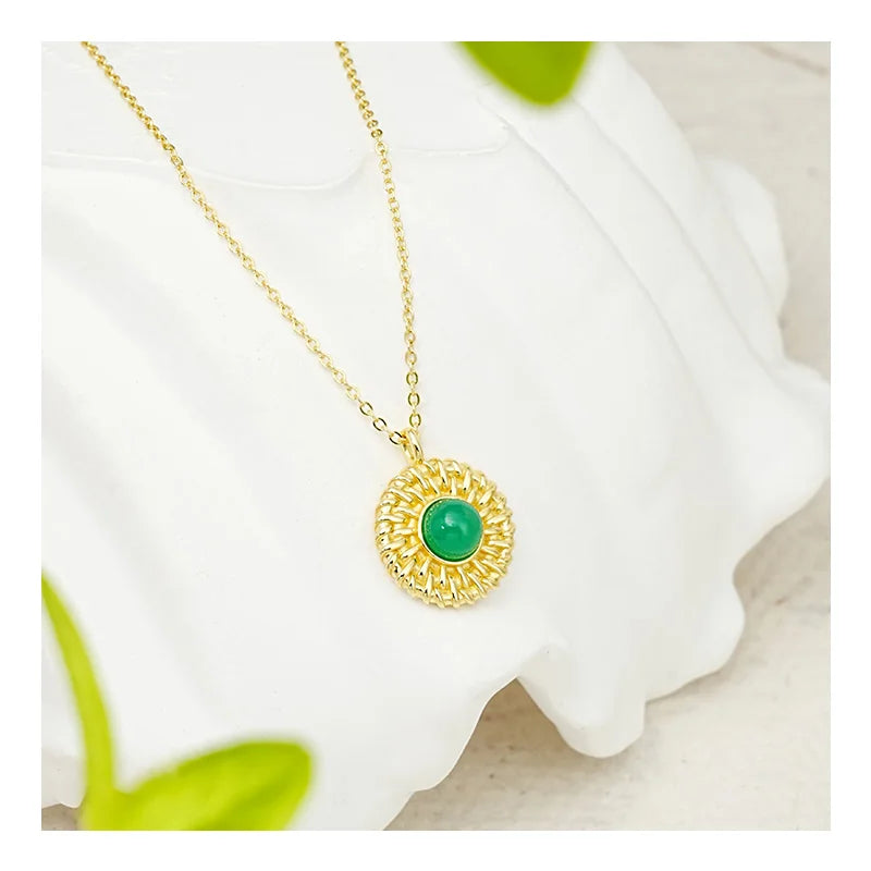 Original New Women's S925 Sterling Silver White Shell Black Agate Emerald Clavicle Chain Choker Fast Delivery Trendy Jewelry