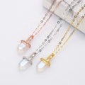 925 Sterling Silver Vermeil Hexagon Cut Fine Moonstone Pendant Necklace Rainbow Moonstone Jewelry