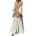 2026 Spring and Summer Temperament commuter Skirt Suit Knitted Vest Cotton Linen Dress Two-piece Plain Dresses Casual Suit