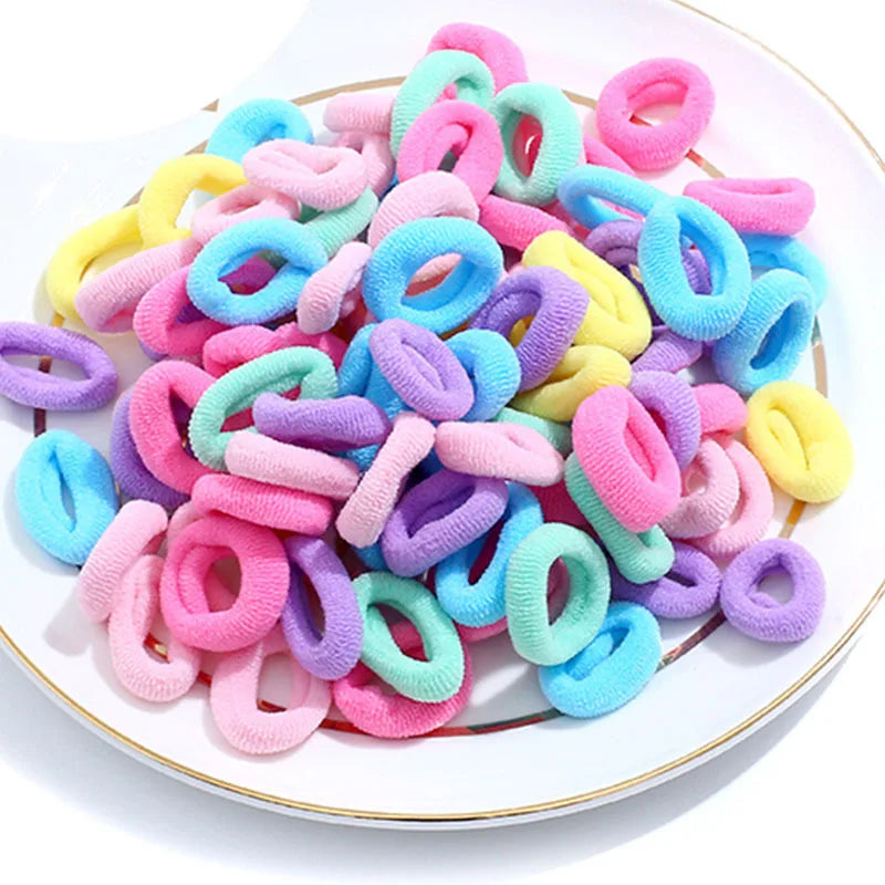 100pcs/Set Girls Colorful Nylon Small Elastic Hair Bands Children Ponytail Holder Scrunchie Headband Kids Hair Accessories