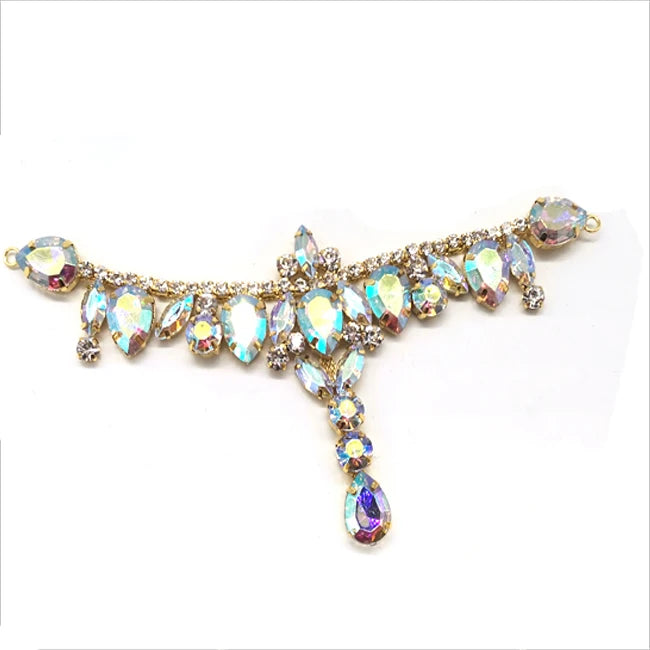 Long Sparkling Rhinestone Bikini Connectors Zipper Type Ring Crystal Zinc Alloy for Swimwear Belts Garments Bags Decorations