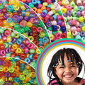 100pcs Plastic Craft Beads Set Acrylic Rainbow Hair Beads pony Beads Braids for Hair