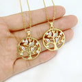 Manufacturer 18k Gold Plated Korean Fashion Inlaid Zircon Tree of Life Pendant Necklace Wholesale
