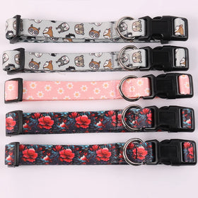 OKEYPETS in Stock Wholesale Polyester Material Three Patterns S M L Fashion Luxury Lightweight Adjustable Pet Dog Neck Collar