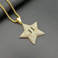 Hiphop Blink White Crystal Gold Plated Necklaces Jewelry Stainless Steel Star Pendant Necklace