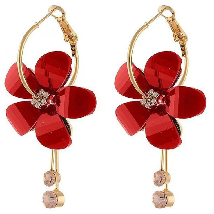 European and American Cross-border Acrylic Zircon Tassel Earrings Circle Transparent Sunflower Earrings Stud Earrings