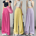 Loose and Drooping Pants Casual Straight New Summer Thin Ice Silk Wide Leg Pants for Women