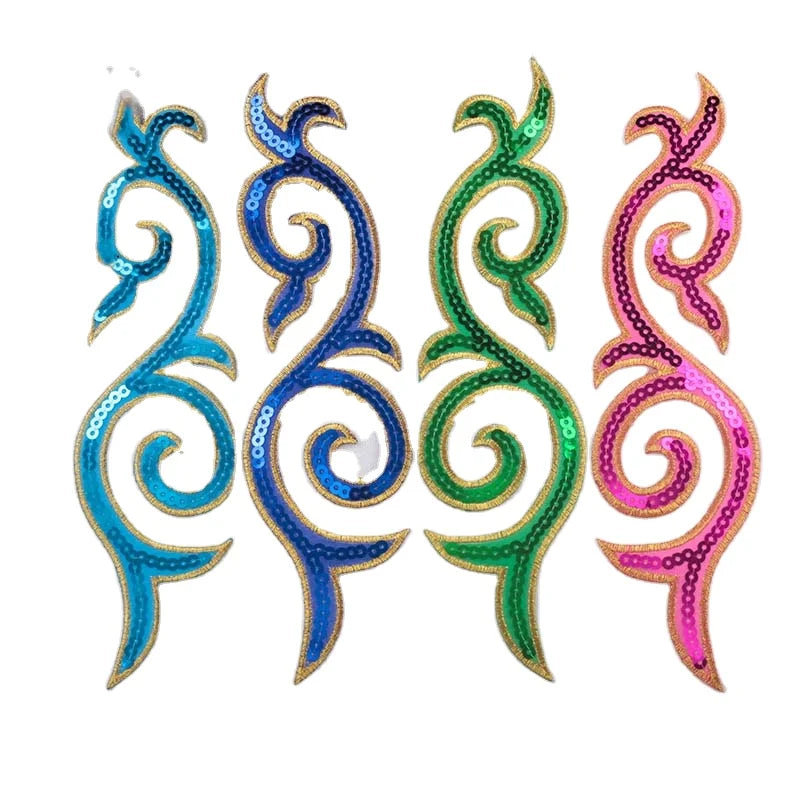Diy Garment Craft Embellishment Iron-on Applique Sticker Embroidery Sequins Cloudy Pattern Performance Costume Dress Patches