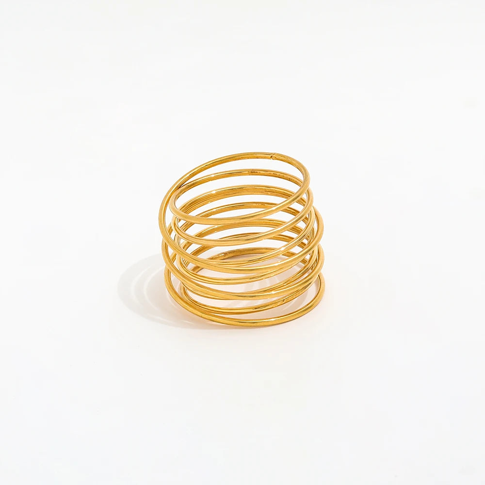18k Gold Plated Stainless Steel  Rings for Women High End Costume Fashion Jewelry