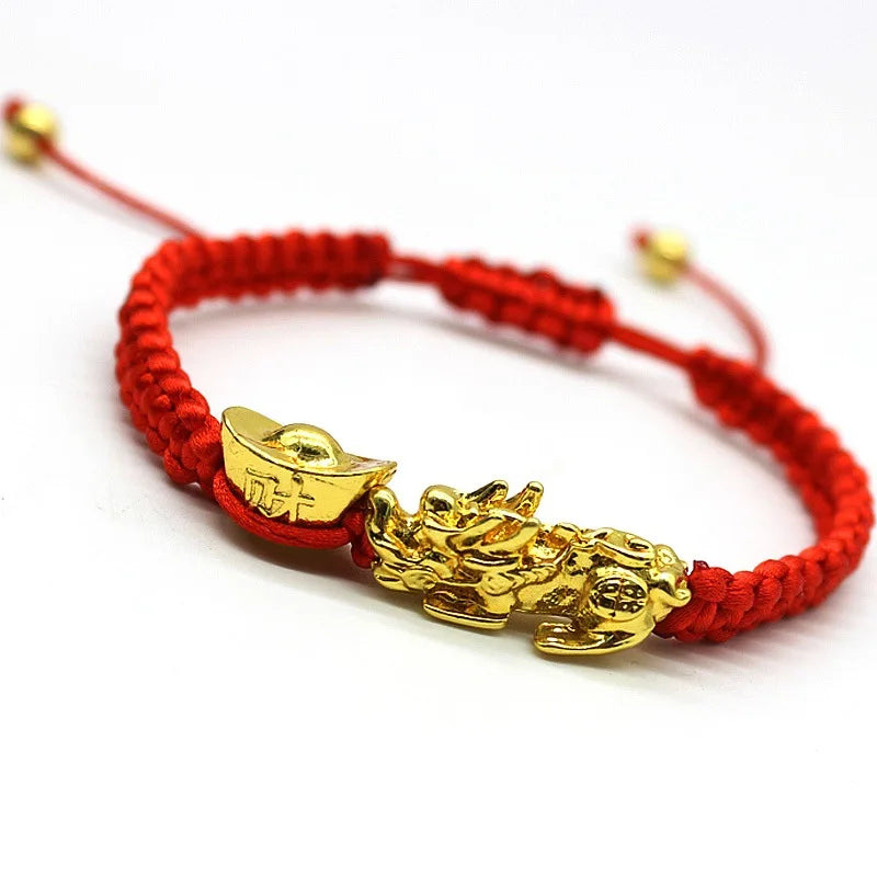 Couple Jewelry New Year Gift Wealth Luck Handmade Braided Bracelet Gold Plated Pixiu Bracelet for Women Gift