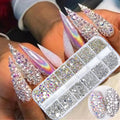2000pcs Nail Art Rhinestones Nail 1.6 mm 2mm 2.5mm 3mm 4.5mm 6mm Ab Flatback Rhinestones Stones With Storage Organizer Box