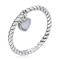 925 Sterling Sliver Simple Opal Heart Love Heart Beads Rings for Women Female Original Fashion Jewelry SCR807