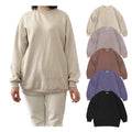 Casual Comfortable Blank Fleece Pullover Long Sleeve Crew Neck Sweatshirt Women Workout Spring Front
