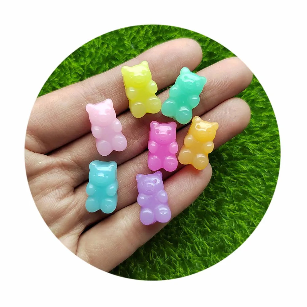Cute Pastel Gummy  Bear Flatback Resin Cabochon Charms DIY Hair Accessories Scrapbooking Craft Phone Decoration