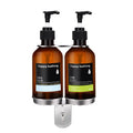 300ML Wall Mounted Double Soap Dispenser ABS Hand Soap Holder Rustproof Stainless Steel Liquid Soap Bottle Shelf for Bathroom