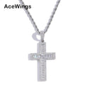 SP007 925 Sterling Silver Cross Pendant With Stainless Steel Rope Chain for Men and Women