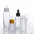 80ml Round Cylinder Empty Dropper Glass Bottle Flat Shoulder 2.6oz Essential Oil Bottles with Pipette Screen Printed Custom Logo
