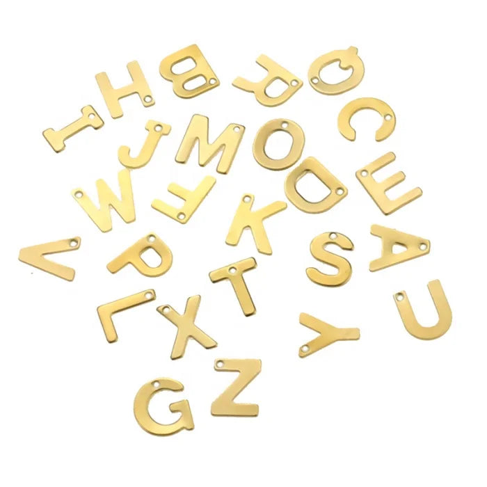 Factory Direct Wholesale Gold Classic Stainless Steel Alphabet Letter Charms Necklace Bracelet Jewelry Accessories DIY Making