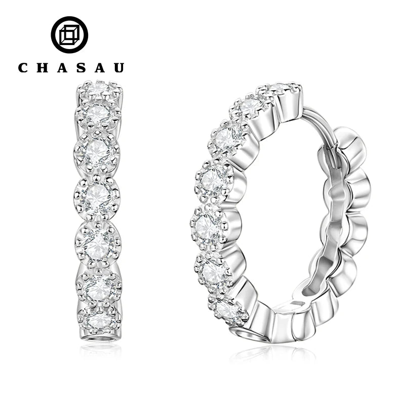 Diamond Jewelry Round 2.5mm Full Moissanite Earrings S925 Sterling Silver D Moissanite Huggie Hoop Earrings for Women