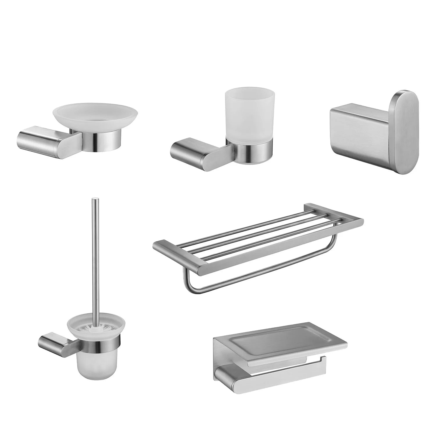 Modern Design Wall Mounted Chrome Stainless Steel Bathroom Accessories Hardware Set Brushed Finish Metal Bath Hardware Sets