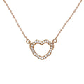 Luxury 18k Solid Rose Gold Heart Pendant Necklace with Diamond Link Chain for Engagement Wedding Party or Gift