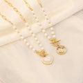 BINSHUO Imitation Pearl Heart Cross Pendant Necklace Factory Supplier Popular OT Buckle Pearl Beads Heart Cross Charm Necklace