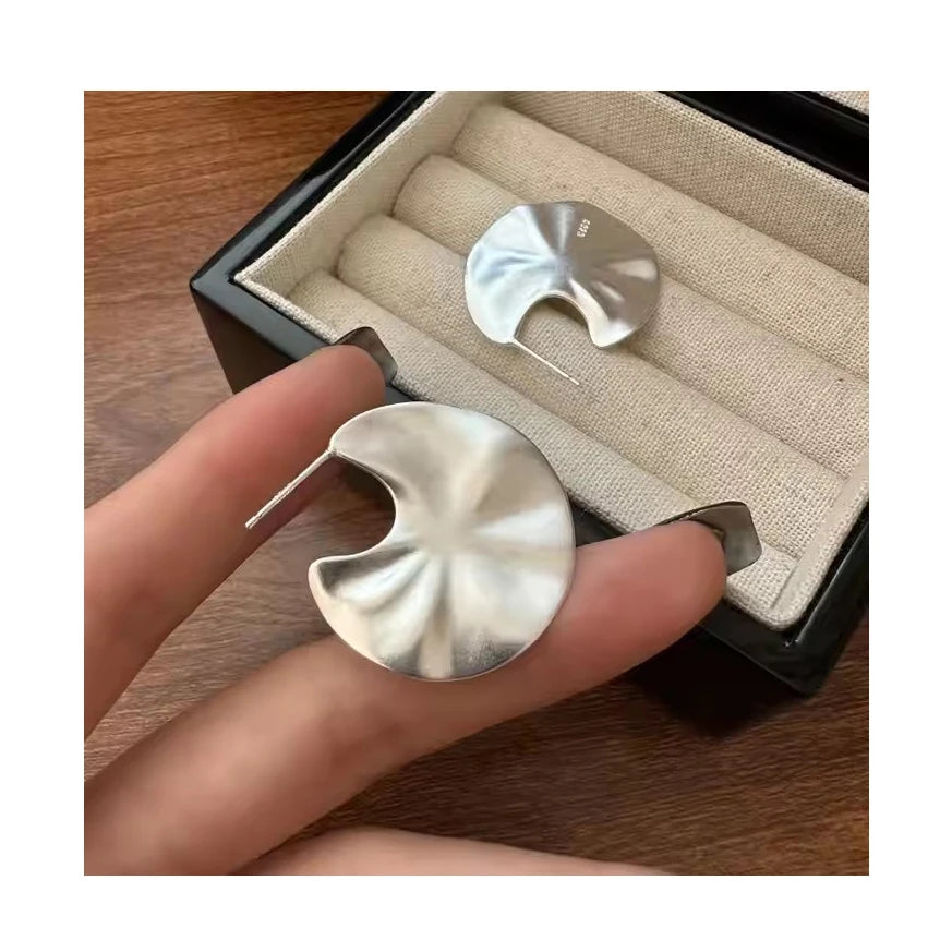 Wholesale Chunky Jewelry 925 Sterling Silver Geometric Matte Finished Stud Earrings for Women Gifts