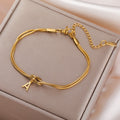 Initial Letter Love Knot Bracelets Women Men Couple Stainless Steel Gold Color Snake Chain Bracelets A-Z Alphabet Jewelry