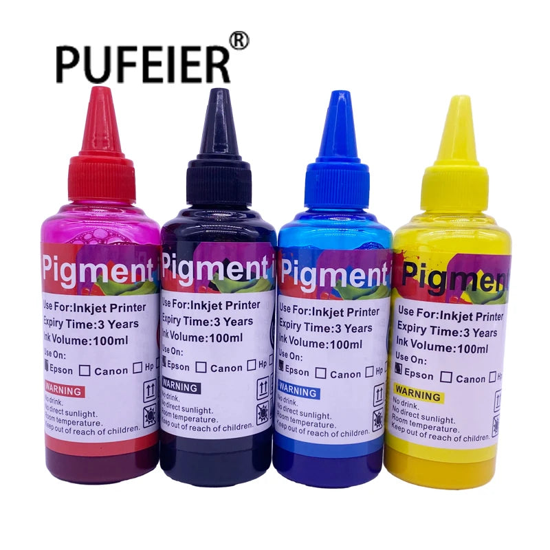 100ML Bottle Refill Universal Pigment Ink Compatible for Epson 4 Color Inkjet Printer Photo Paper Pigment Ink
