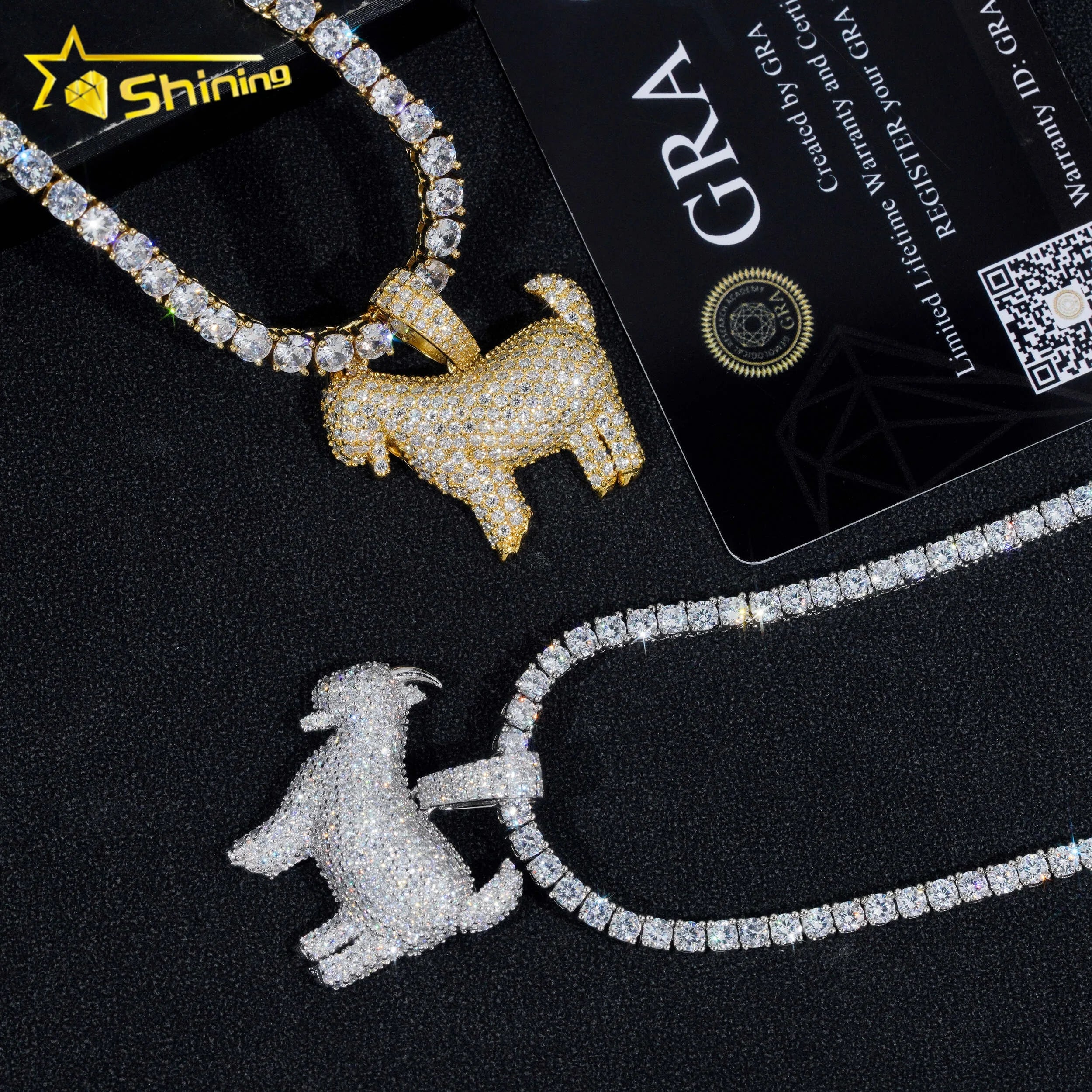 RTS Pass Diamond Tester Hip Hop Jewelry 925 Silver Gold Plated Diamond Goat Iced Out Pendant Custom Moissanite Pendant