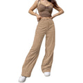 Bold Shade 90s Indie Vintage Casual Breathable Flat Front Teenager Skater Girl Wide Leg Brown Corduroy Pants