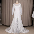 2022 Customize Long Sleeve Beach Mermaid Wedding Dress Illusion Boho Bohemian Elopement Mermaid Bridal Gown