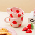 Custom Nordic Strawberry Breakfast Cereal Milk Tea Gift Cup Ideas logo Custom Print Ceramic Cute Coffee Mugs