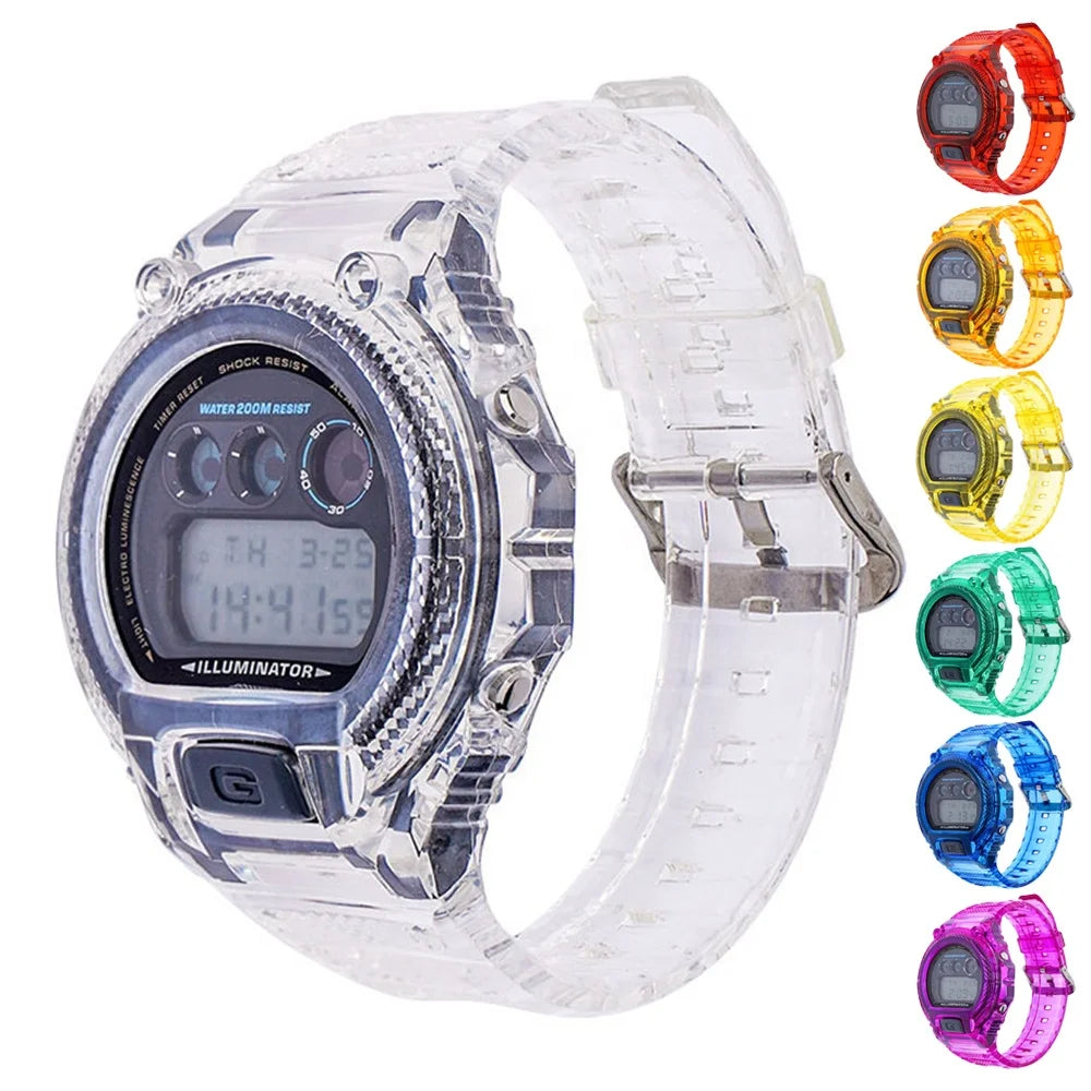 TPU  Case Watchband used for  DW-6900 Refit Replacement Transparent Watch Strap Band Bracelet Accessories dw 6900