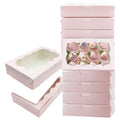 Pink Biodegradable Cookie Box with Window-printing Capable of Holding Two Portions Baking Packaging Box Suitable for Sushi. MegaBDM