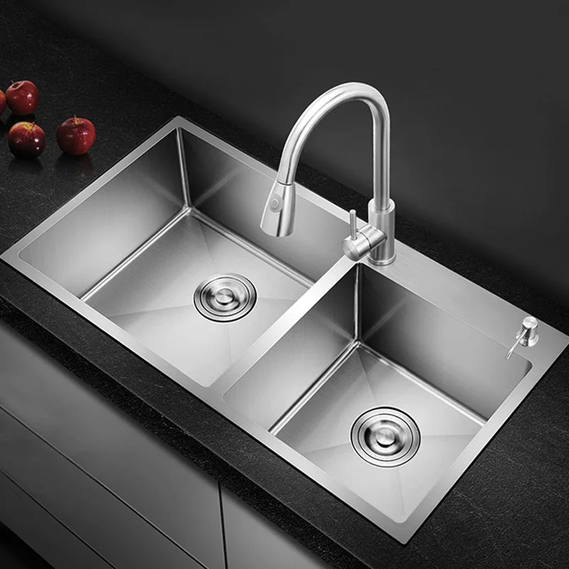 Apartment Modern Commercial Stainless Steel 304 Double Bowl Kitchen Sink