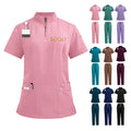 Beauty Nurse Dental Salon Work Clothes Breathable White Hospital Uniforms Custom logo Uniform Medical Scrubs Straight Unisex Set