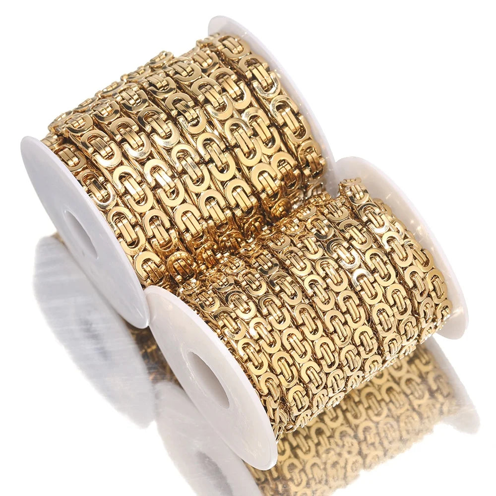 Stainless Steel 18K PVD Gold Plated Square O-shaped Thickness Chains for Diy Jewelry Making Necklace Bracelet Accessories