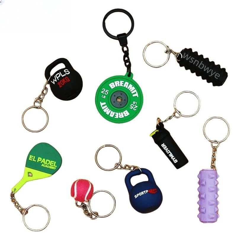 Wsnbwye New Dumbbell Gift Anime Fan DIY Key Organizer Rubber Keyring Fitness Sports Equipment 3d Barbell Dumbbell Keychain